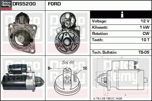 Starter Motor Ford Scorpio Granada Sierra DRS5200 Delco Remy No Surcharge