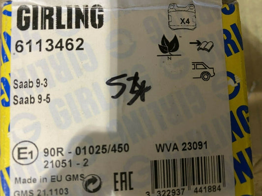 Girling 6113462 MDB1918 Rear Brake Pad Set fits Saab