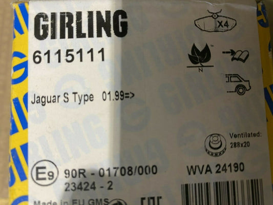 Girling 6115111 0986424702 Rear Brake Pad Set fits Jaguar