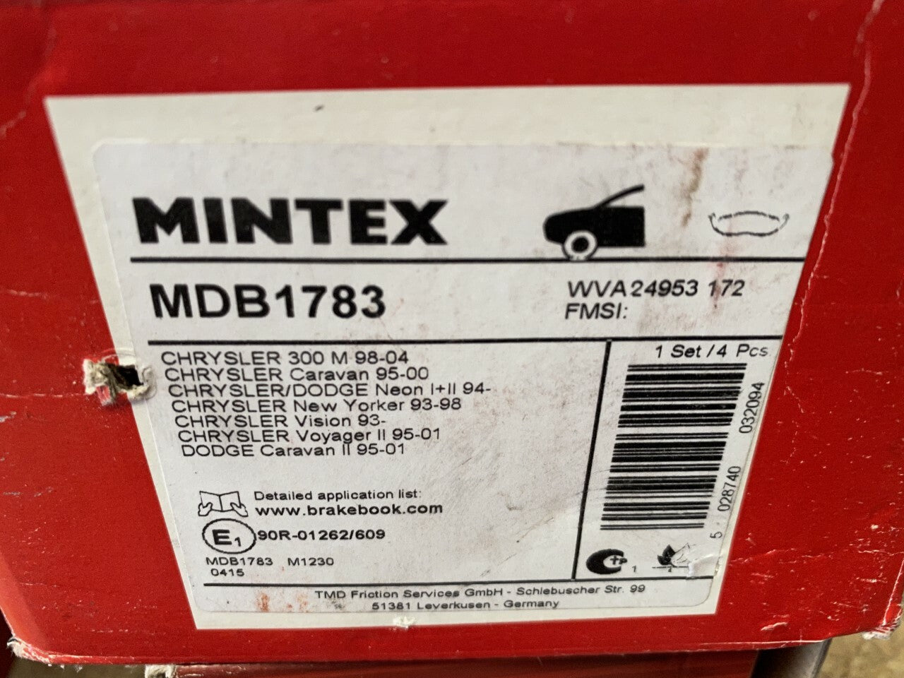 Mintex MDB1783 Front Brake Pad Set fits Chrysler