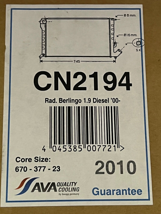 AVA CN2194 Engine Radiator fits Citroen Berling C-Zero Xsara Peugeot 306 Partner