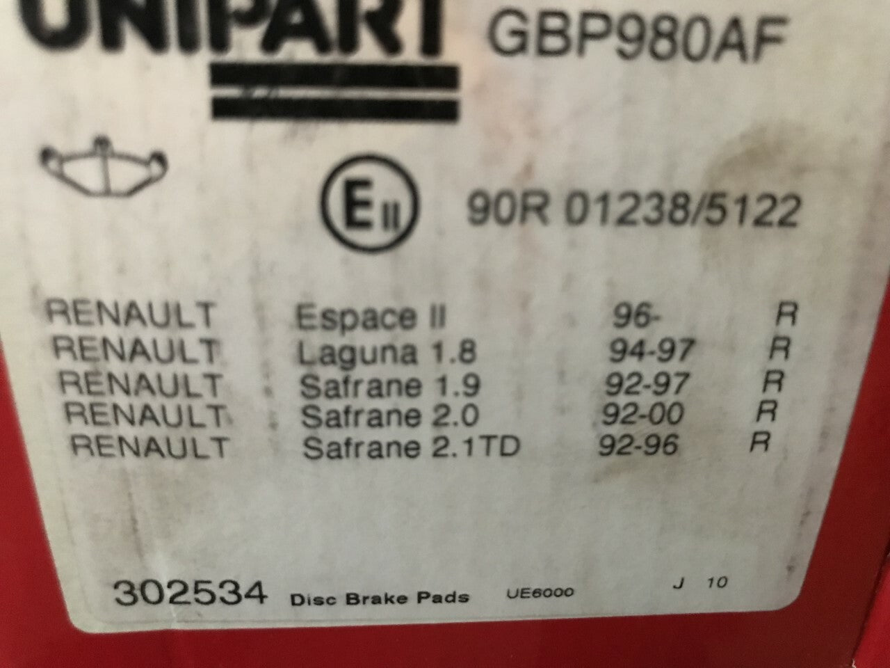 Rear Brake Pads Renault Laguna Safrane 21 Espace Lotus Espirit Unipart GBP980AF
