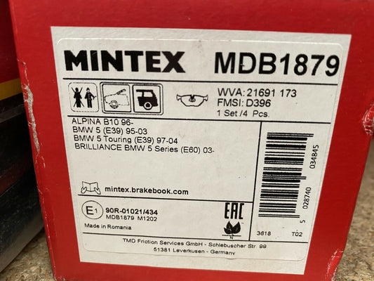 Mintex MDB1879 Rear Brake Pad Set fits BMW