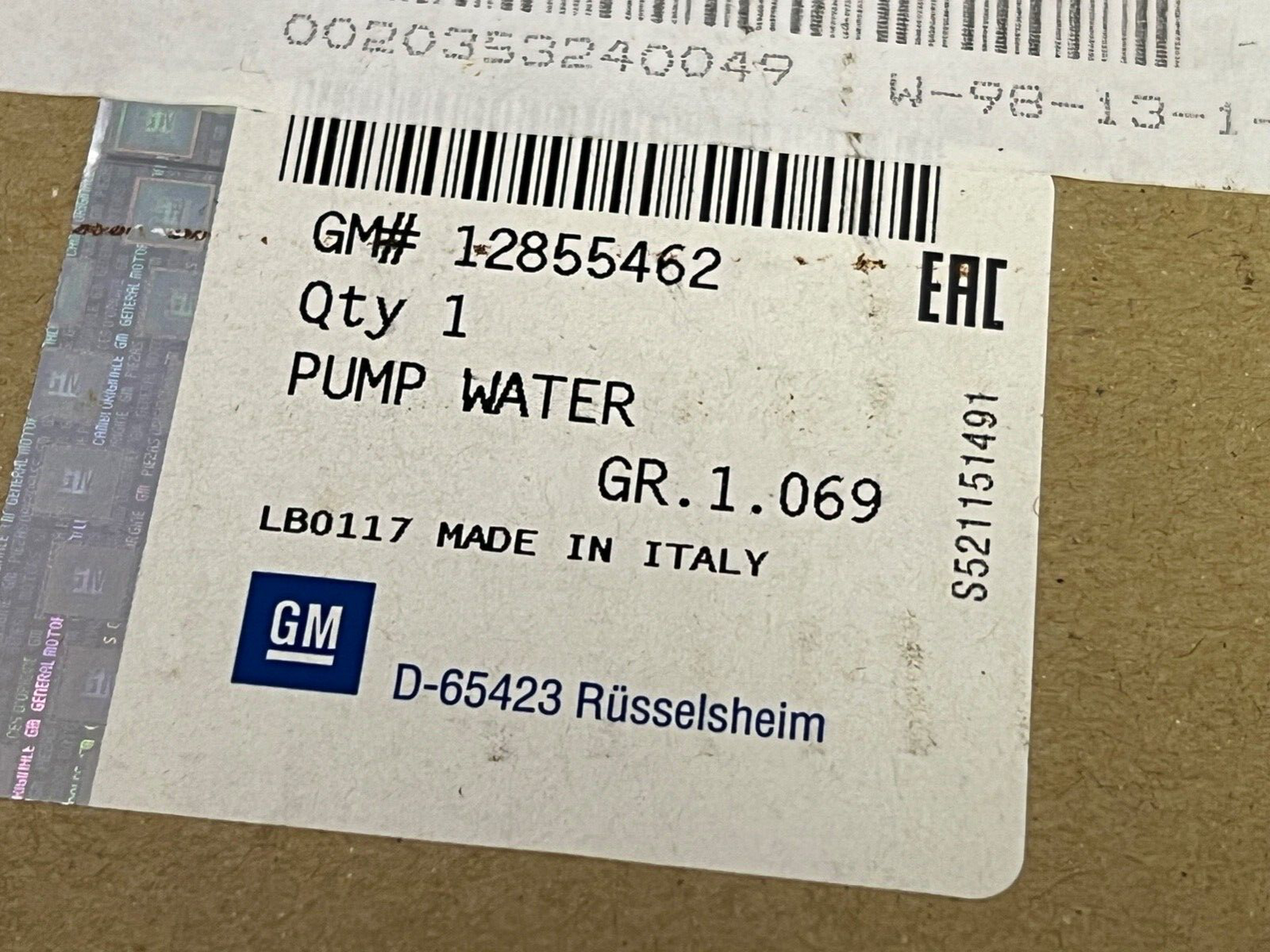 Genuine New Vauxhall 12855462 Water Pump fits Vauxhall Alfa Romeo Fiat Citroen