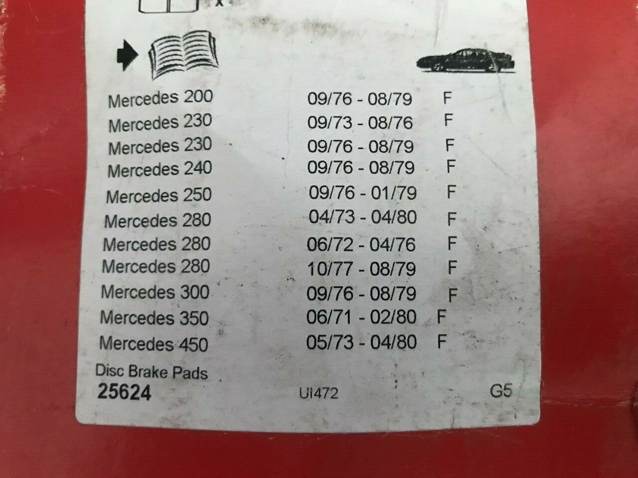 Front Brake Pads Mercedes 200 230 240 250 280 300 350 450 Unipart GBP637AF