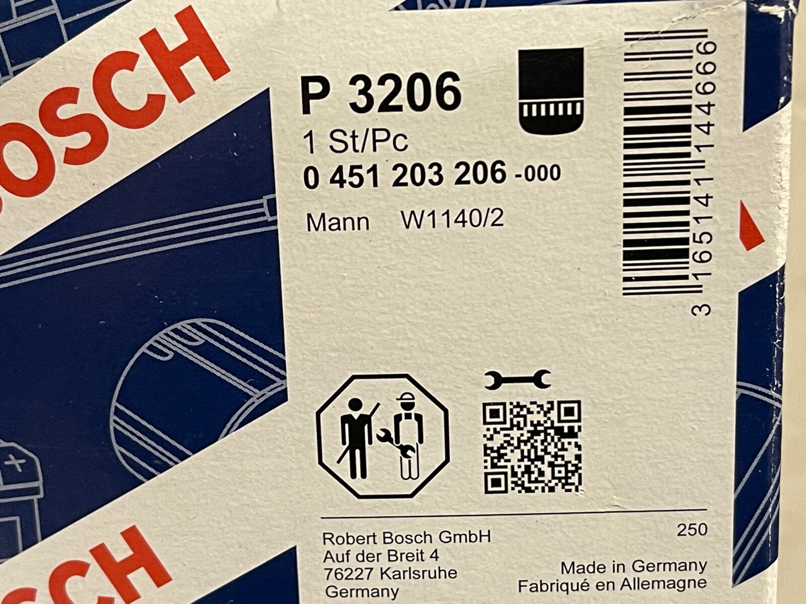 Bosch P3206 Oil Filter fits Volvo F 4 1978-1986 