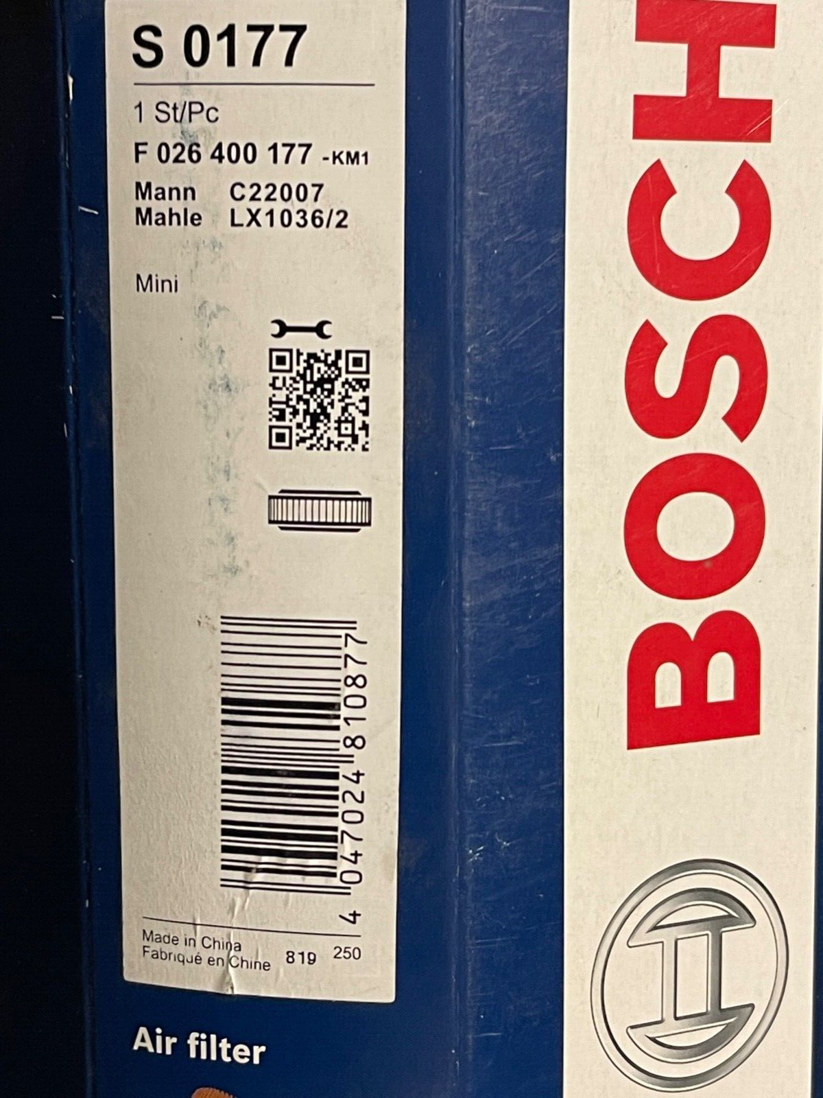 Bosch S0177 F026400177 Air Filter fits Mini 2003-2006