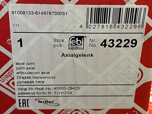 febi 43229 Inner Rack End Tie Rod fits Toyota Dyna