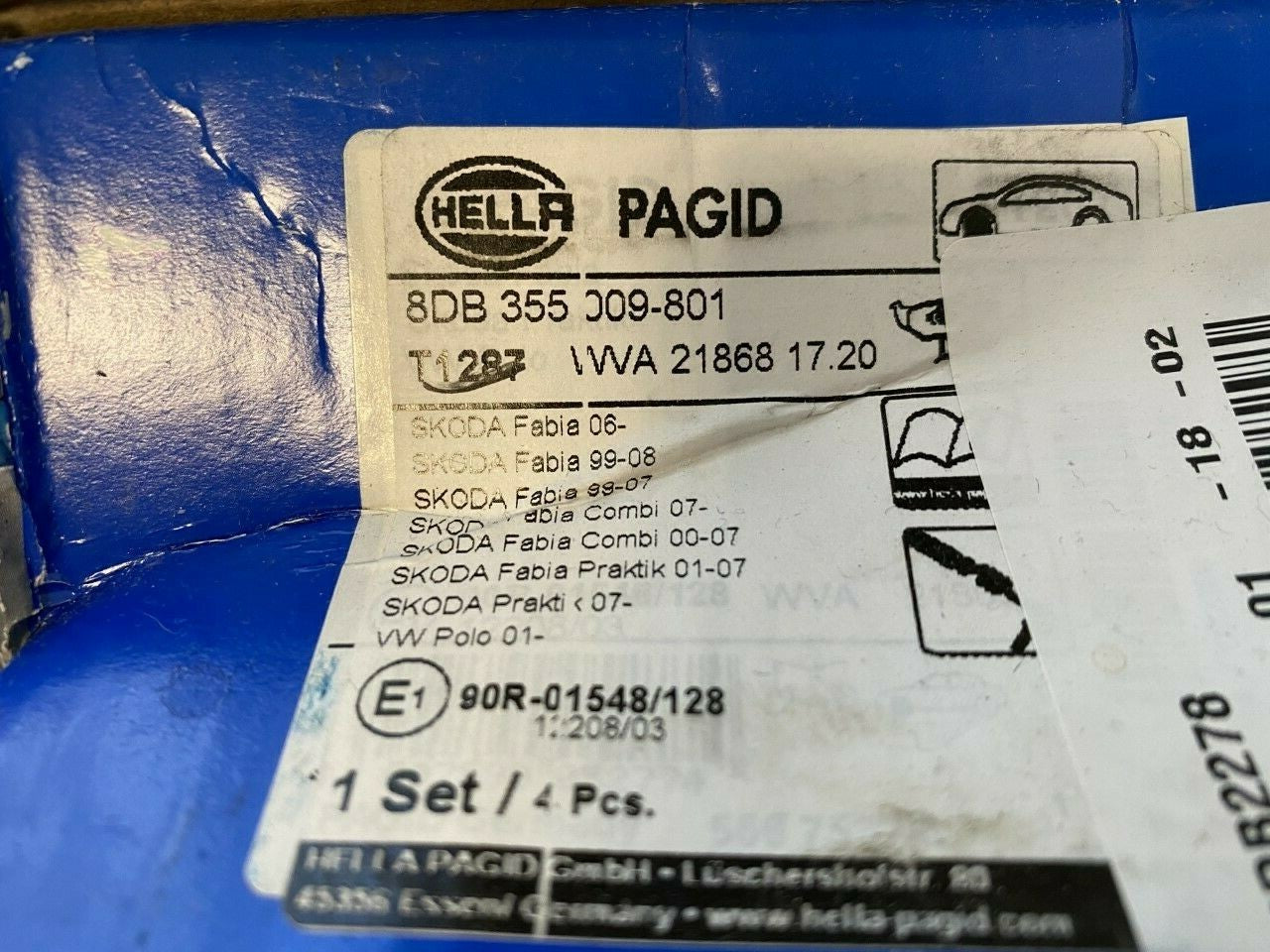 Hella-PAGID T1287 8DB355009-801 Front Brake Pad Set fits Skoda VW Volkswagon
