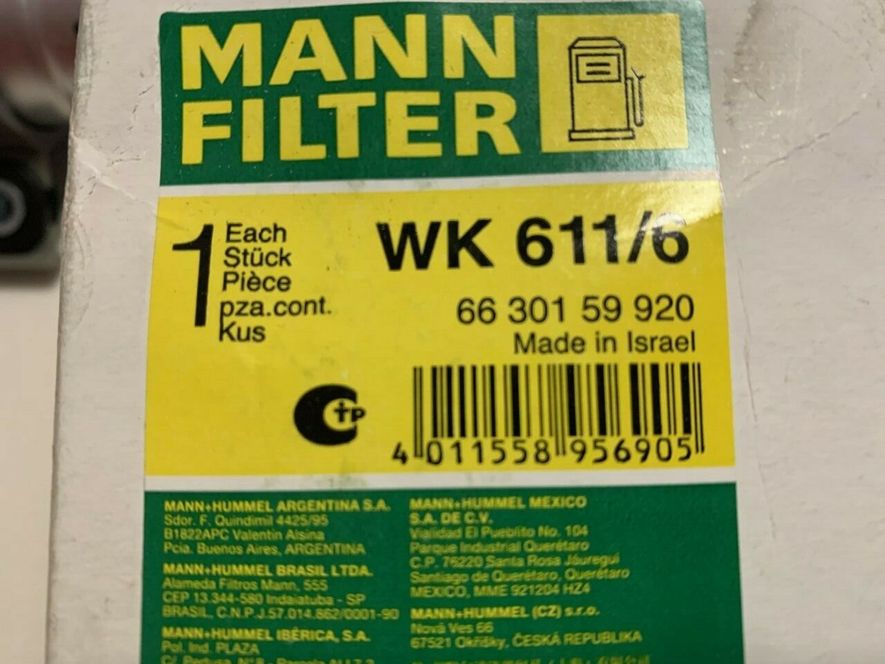MANN WK611/6 Fuel Filter fits Honda