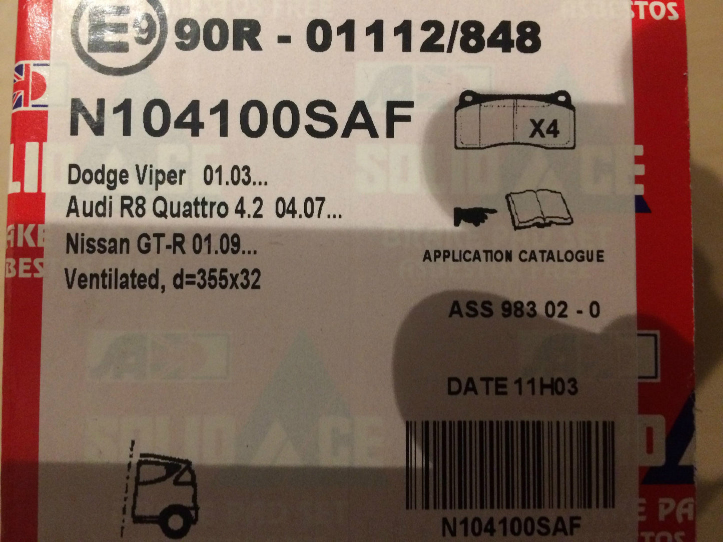 Rear Brake Pads fits Dodge Viper Audi R8 Quattro Nissan GT-R N104100SAF N104100