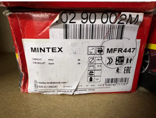 Mintex MFR447 Rear Brake Shoe Set fits Daewoo Chevrolet Proton