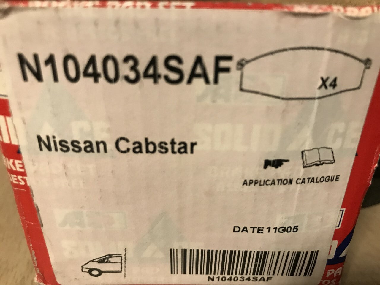 Front Brake Pads fits Nissan Cabstar 1989-1994 2.0 2.5TD SolidAce N104034