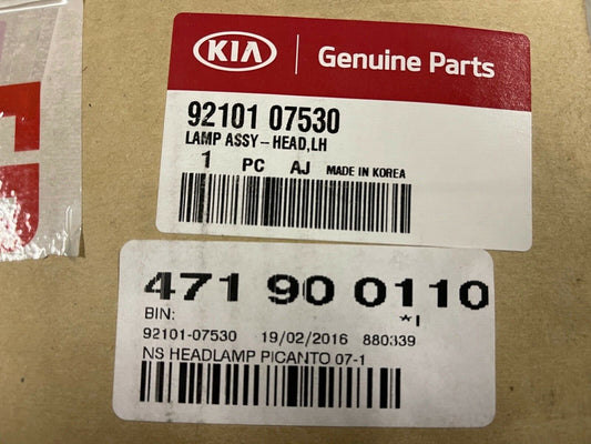 9210107530 Genuine Kia Picanto Near Side Passenger Side Headlight Lamp