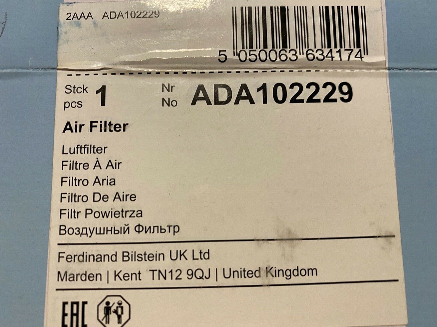 Blue Print ADA102229 Air Filter fits Jeep