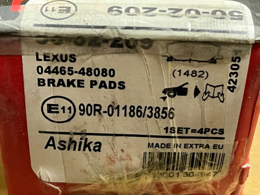 Ashika 50-02-209 Front Brake Pad Set fits Lexus RX
