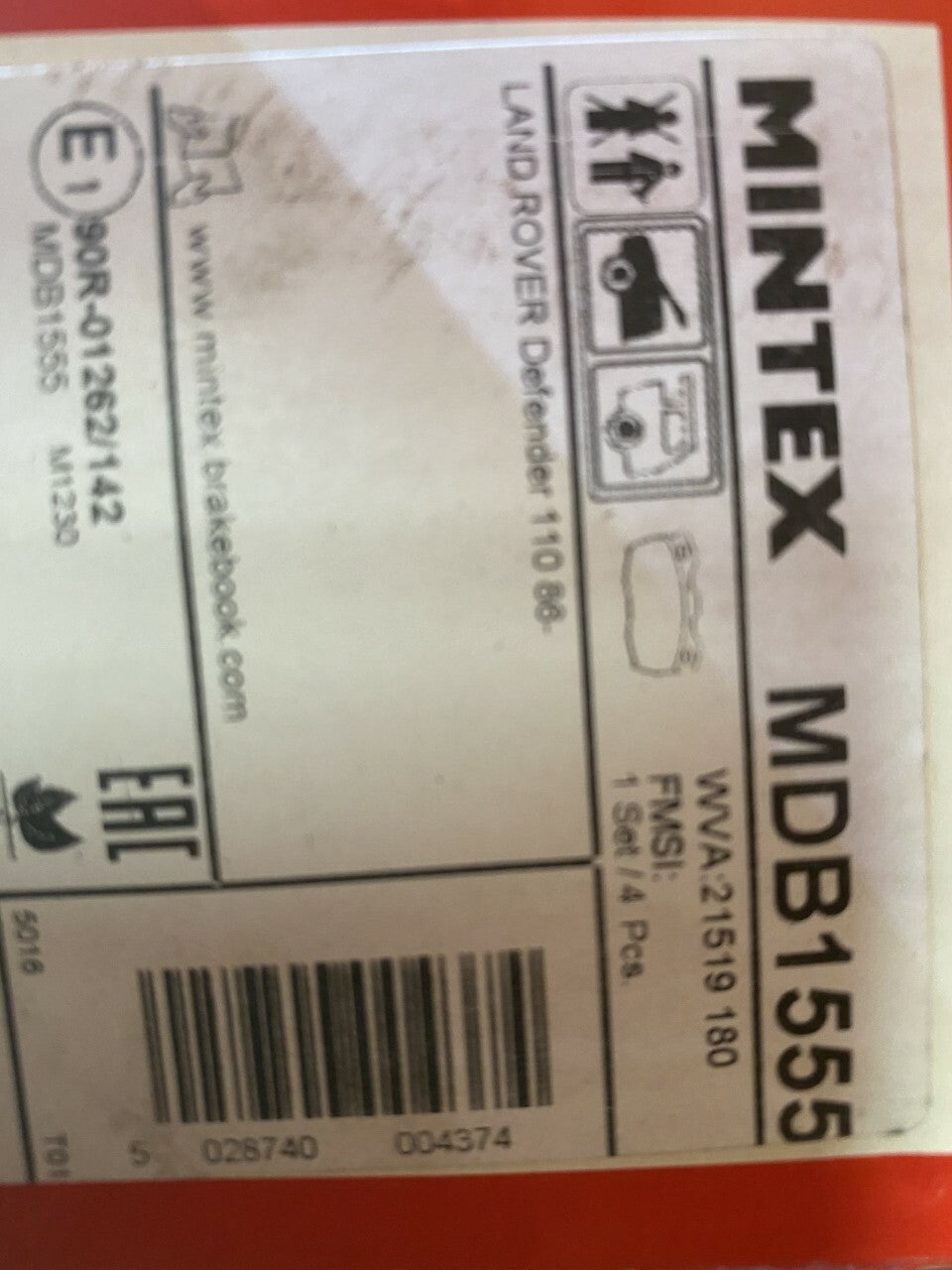 Mintex MDB1555 Front Brake Pad Set fits Land Rover