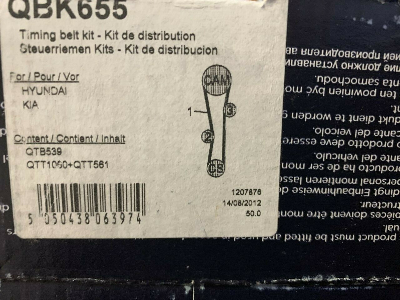 QH QBK655 Timing Belt Kit fits Hyundai Kia