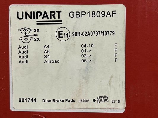 Unipart GBP1809AF Front Brake Pads fits Audi
