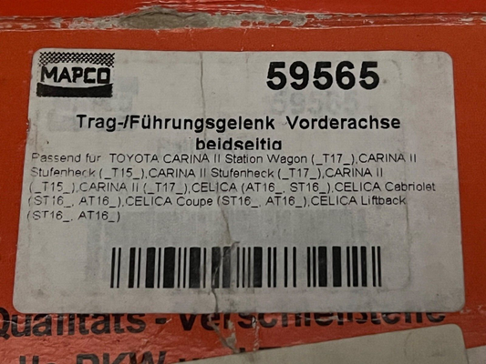 Mapco 59565 Front Lower Ball Joint fits Toyota Carina Celica