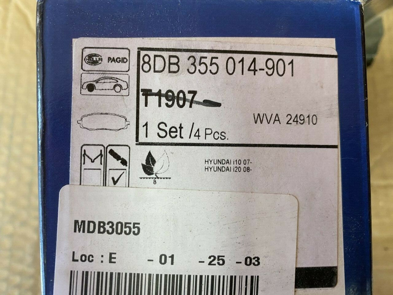 Hella-PAGID T1907 8DB355014-901 Front Brake Pad Set fits Hyundai