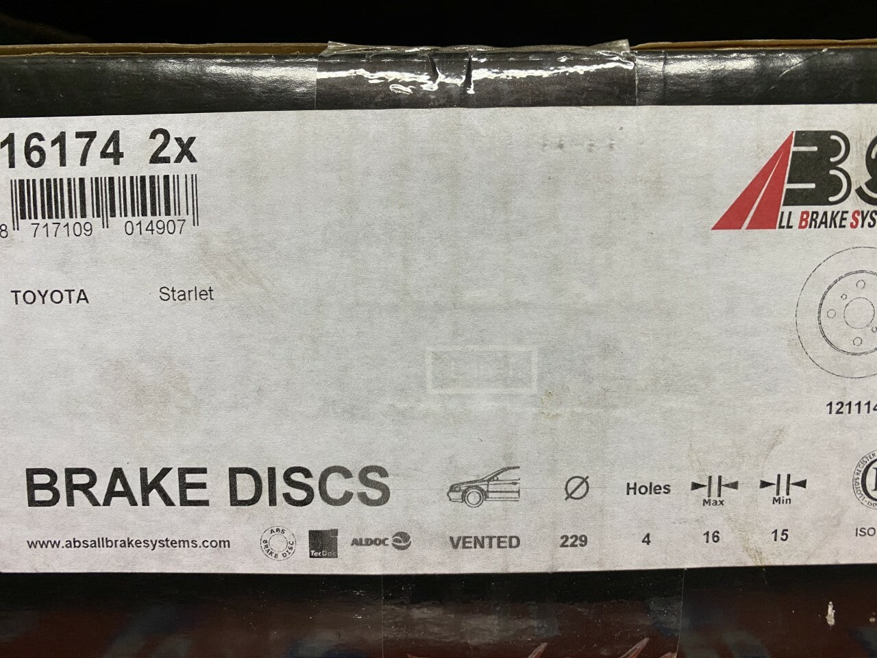 ABS 16174 Front Vented Brake Disc fits Toyota