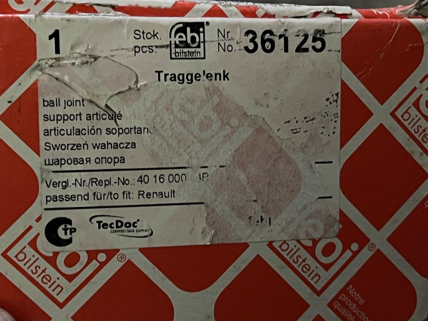 febi 36125 Front Ball Joint for Control Arm fits Renault Laguna 2007-2015