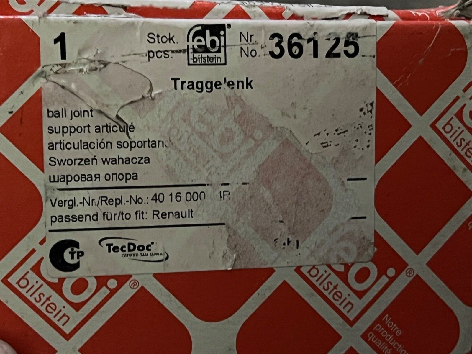 febi 36125 Front Ball Joint for Control Arm fits Renault Laguna 2007-2015