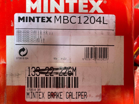 Mintex MBC1204L CA2369 Left Hand Side Near Side Brake Caliper fits Mercedes