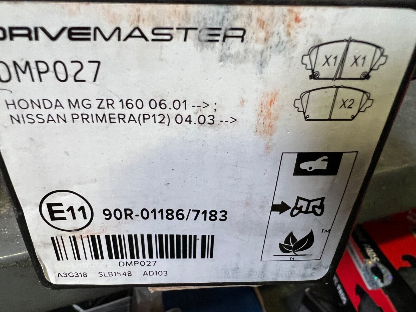 Front Brake Pads fits Honda Accord MG ZR Nissan Primera Drivemaster DMP027