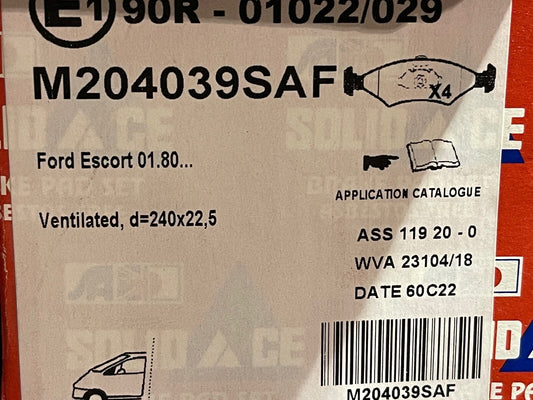 Solid Auto M204039SAF Rear Brake Pads fits Ford Escort