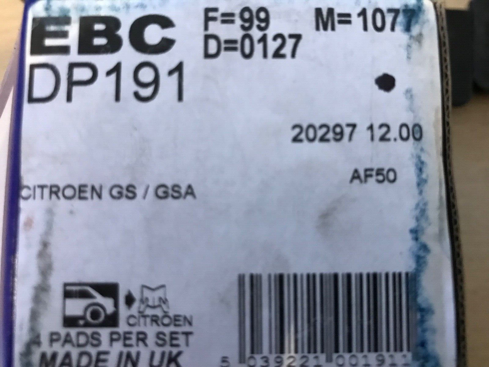 EBC Ultimax Rear Brake Pads for Citroen GS 1.0 (72-73) GSA