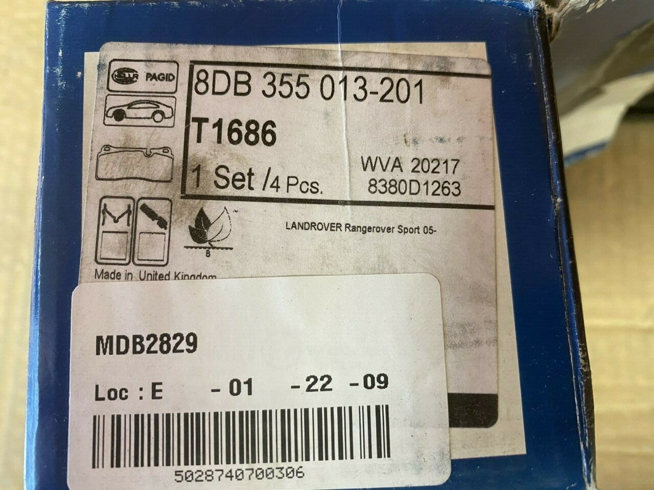 Hella-PAGID T1636 8DB355013-201 Front Brake Pad Setfits Land Rover
