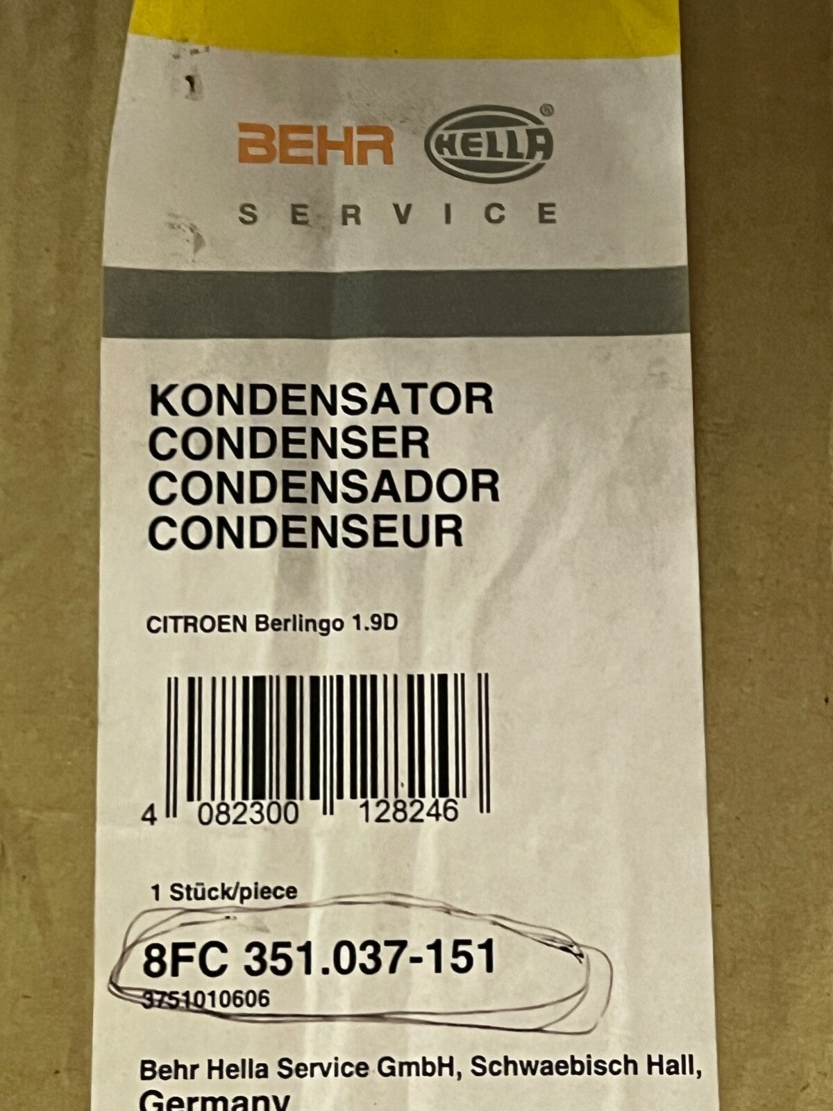 Behr Hella 8FC351037151 AC Air Conditioning Condenser fits Citroen Peugeot