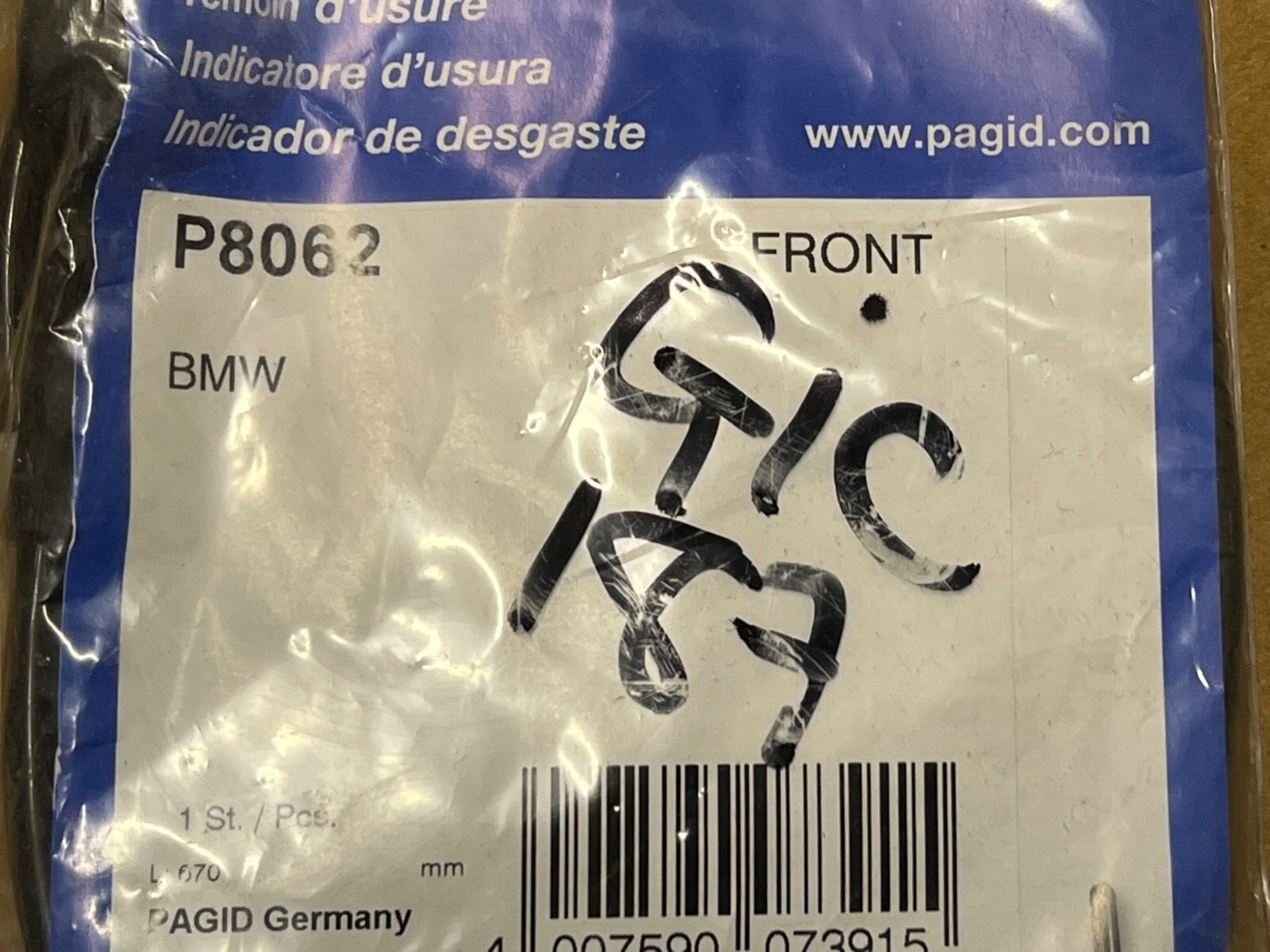 Pagid P8062 Front Wear Indicator Sensor fits BMW 5 Series 6 Series