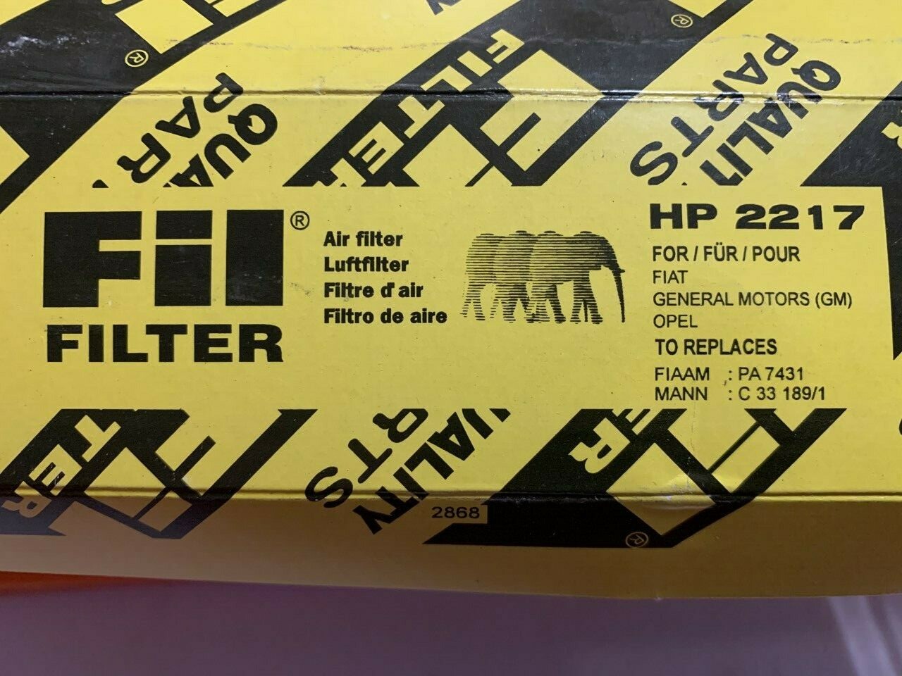 Fil HP2217 PA7431 Air Filter fits Fiat Opel Vauxhall