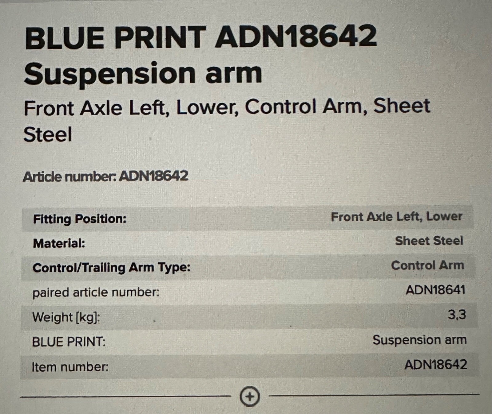 Blue Print ADN18642 Front Left Hand Side Track Control Arm fits Nissan