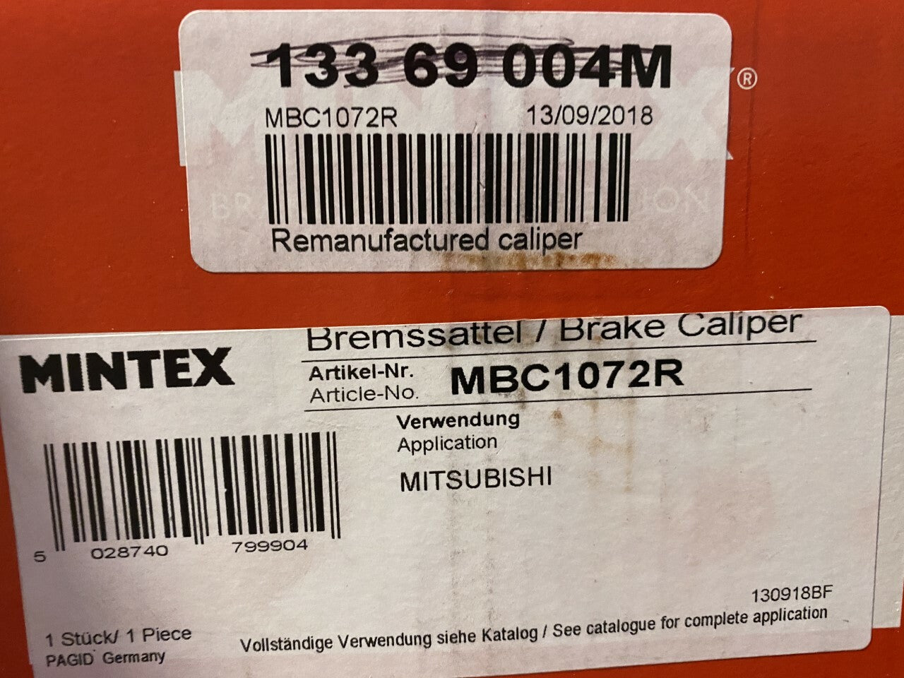 Mintex MBC1072R RX439819A0 Off Side Right Hand Brake Caliper fits Mitsubishi