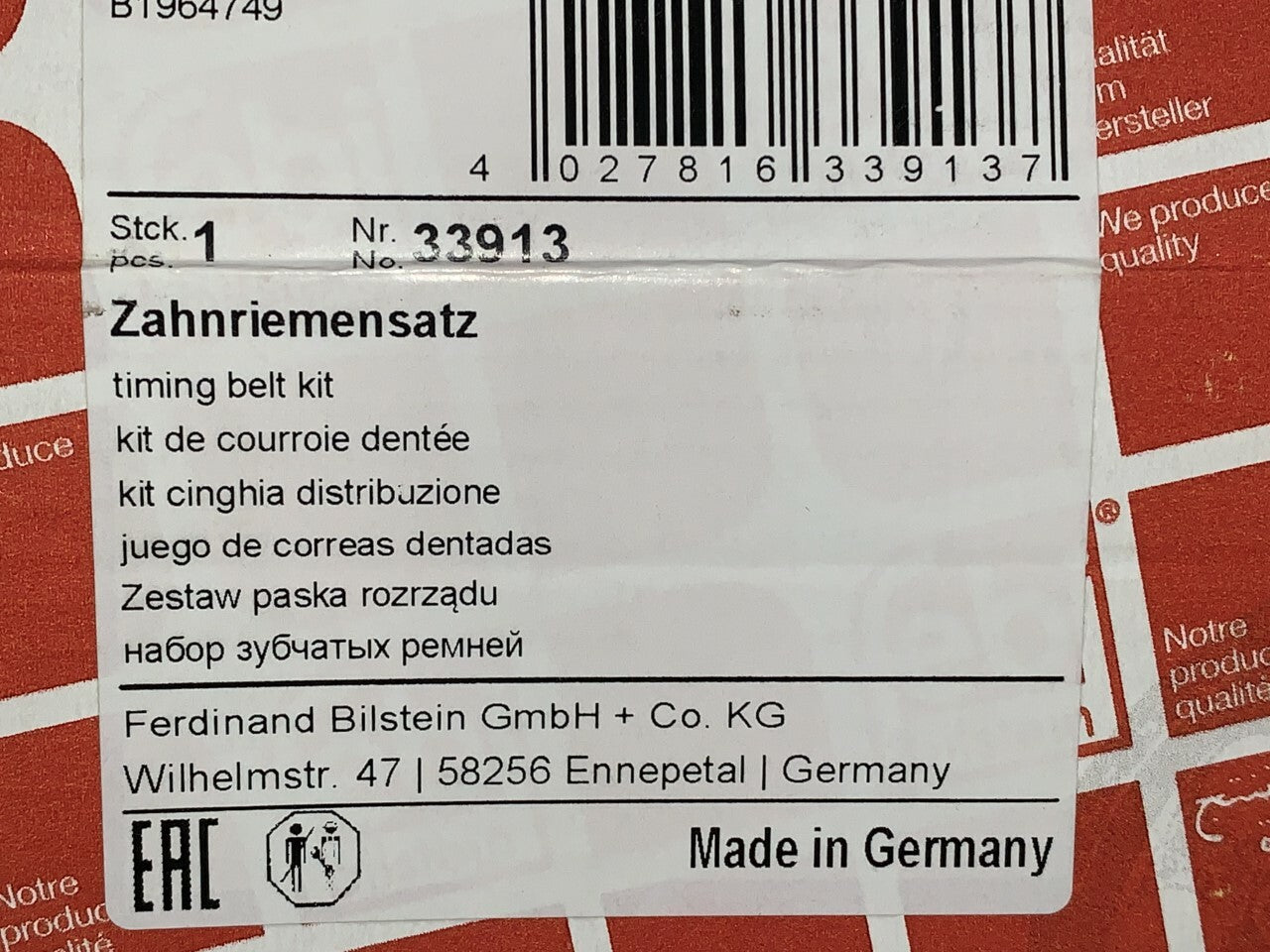 febi 33913 Timing Belt Kit for Audi Seat Skoda VW Volkswagon