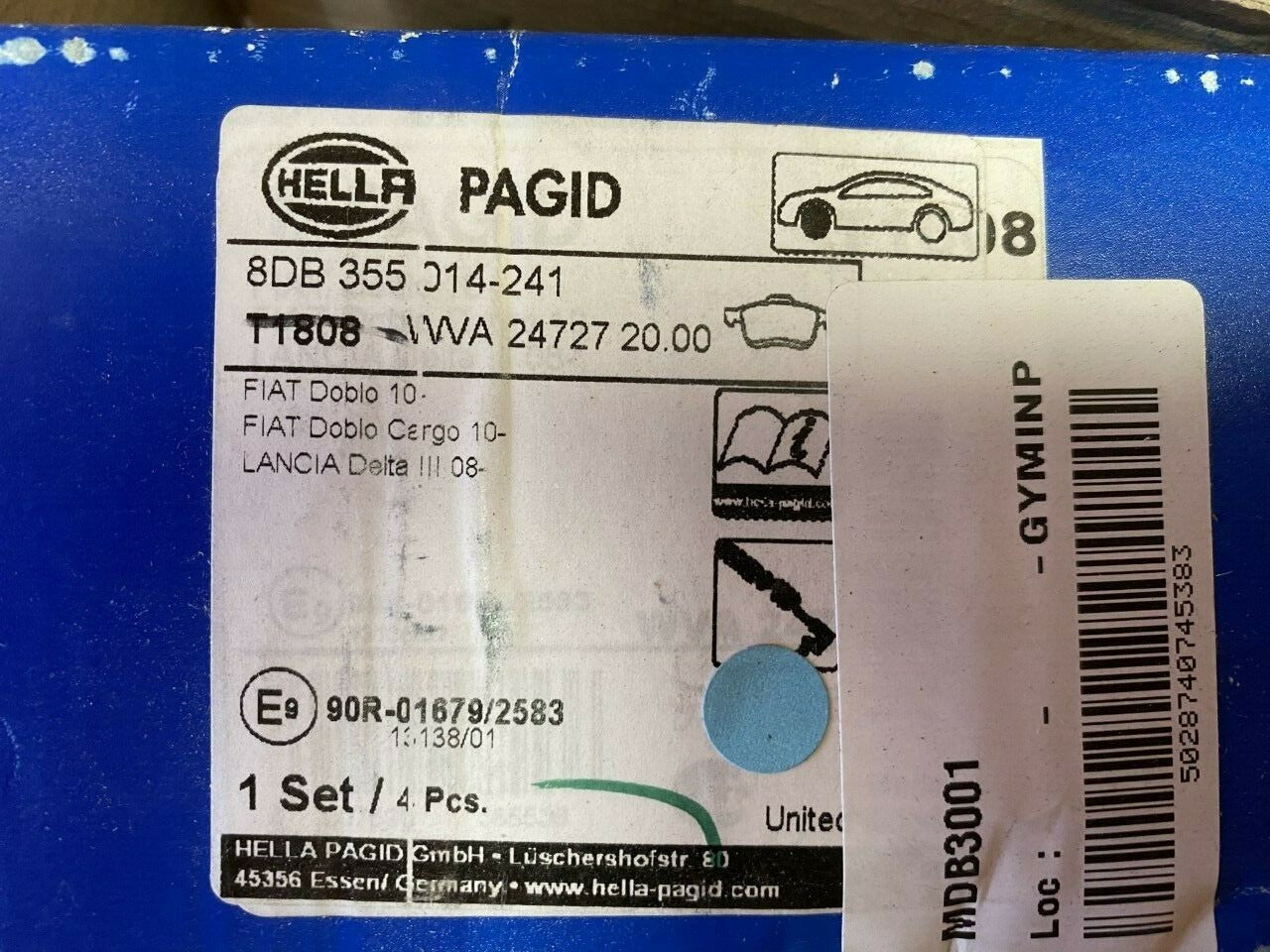 Hella-PAGID T1808 8DB355014-241 Front Brake Pad Set fits Fiat Chrylser Vauxhall