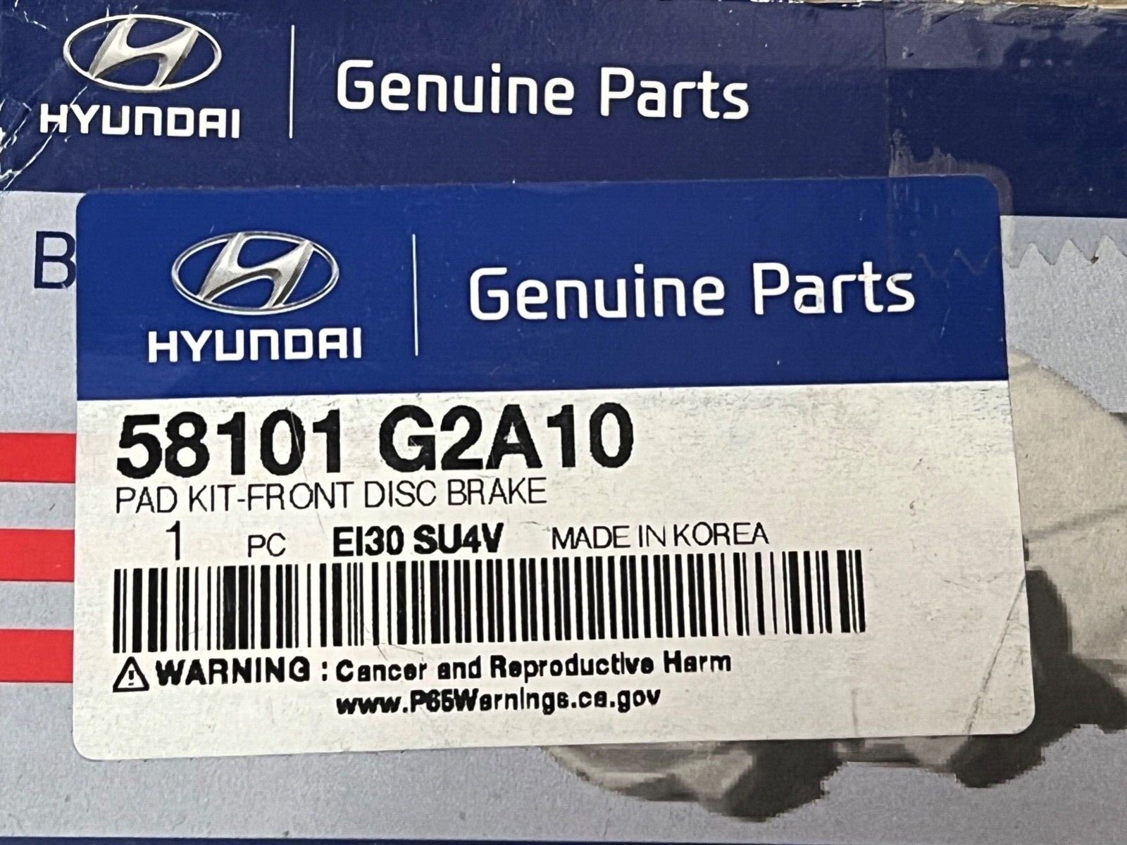 Genuine Hyundai Kia 58101G2A10 Front Brake Pads fits Hyundai Ioniq Kia Niro