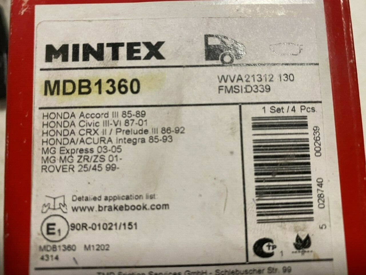 Mintex MDB1360 Rear Brake Pad Set