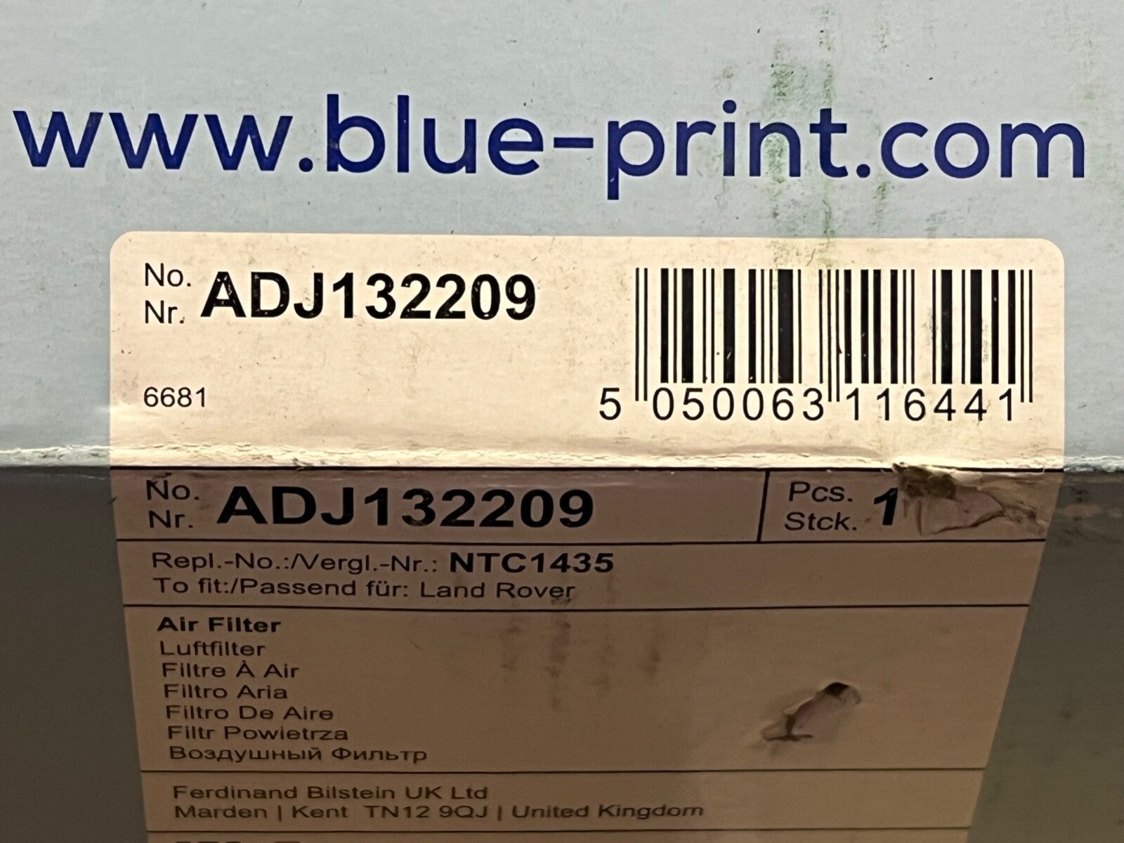 Blue Print ADJ132209 Air Filter fits Land Rover Discovery