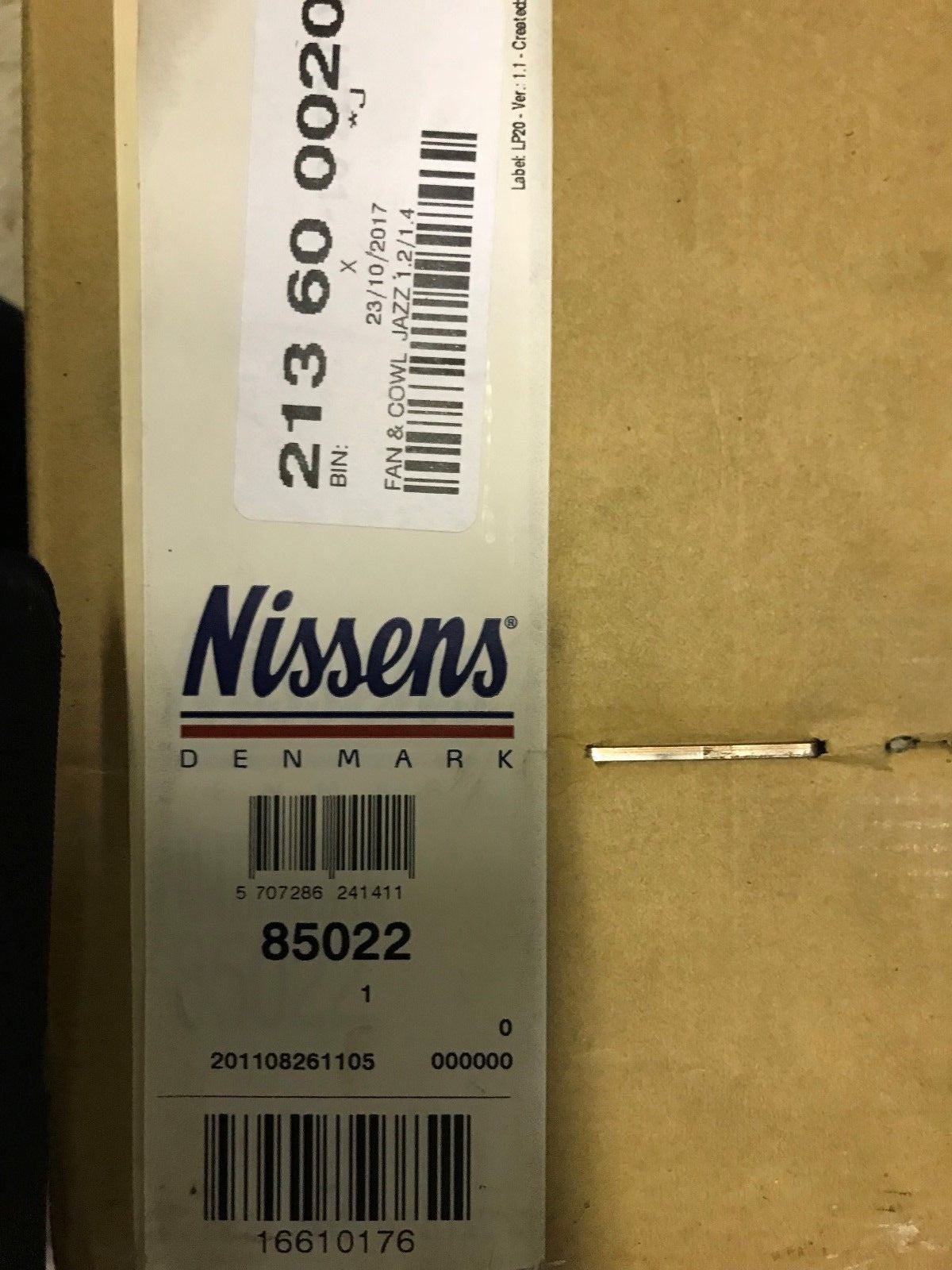 Cooling Fan Honda CR-V 95-99 2.0p Jazz 02-04 1.4p Nissens 85022 ECP No 213600020