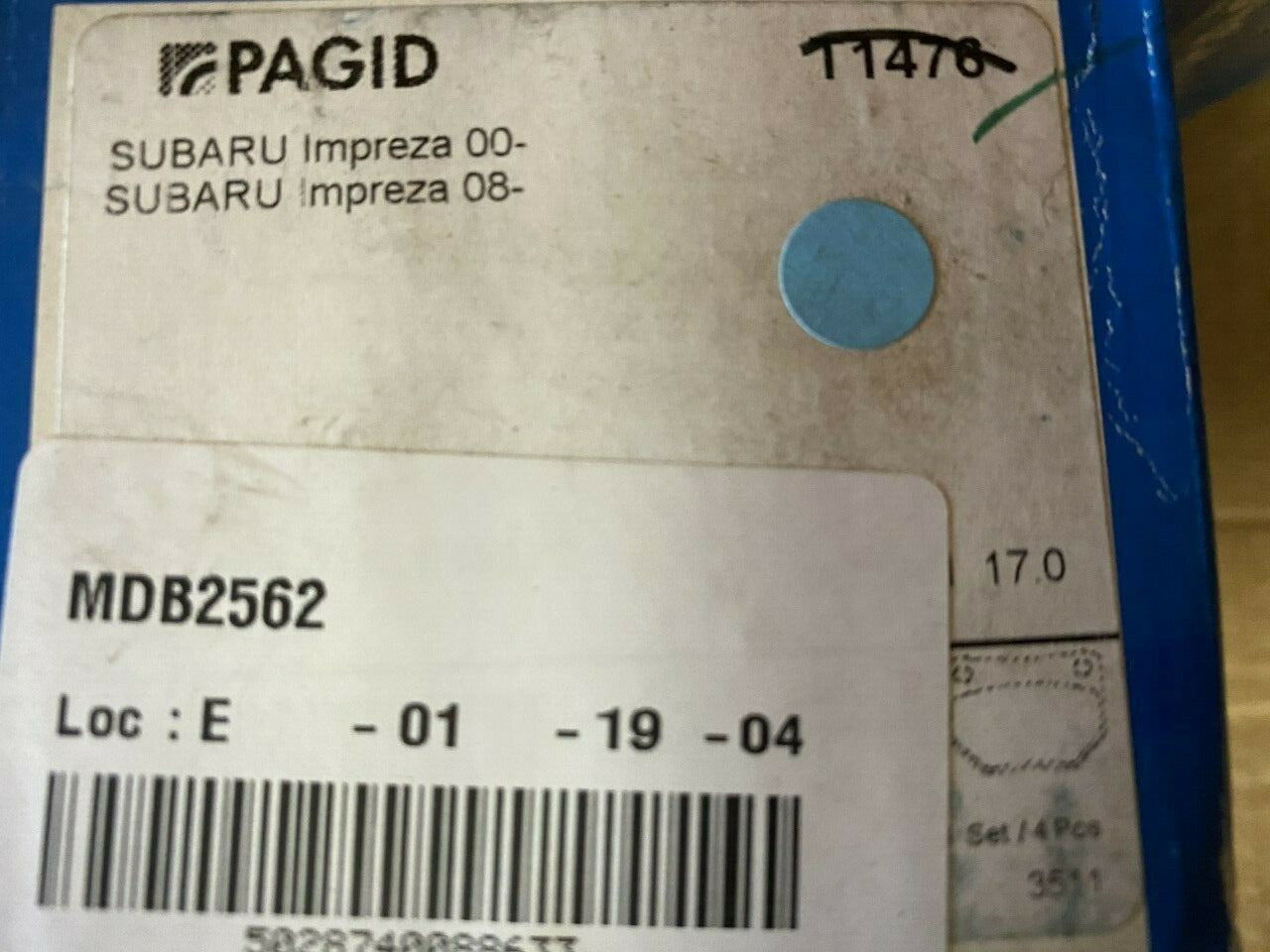 Pagid T1476 8DB355011-601 MDB2562 Brake Pad Set fits Subaru
