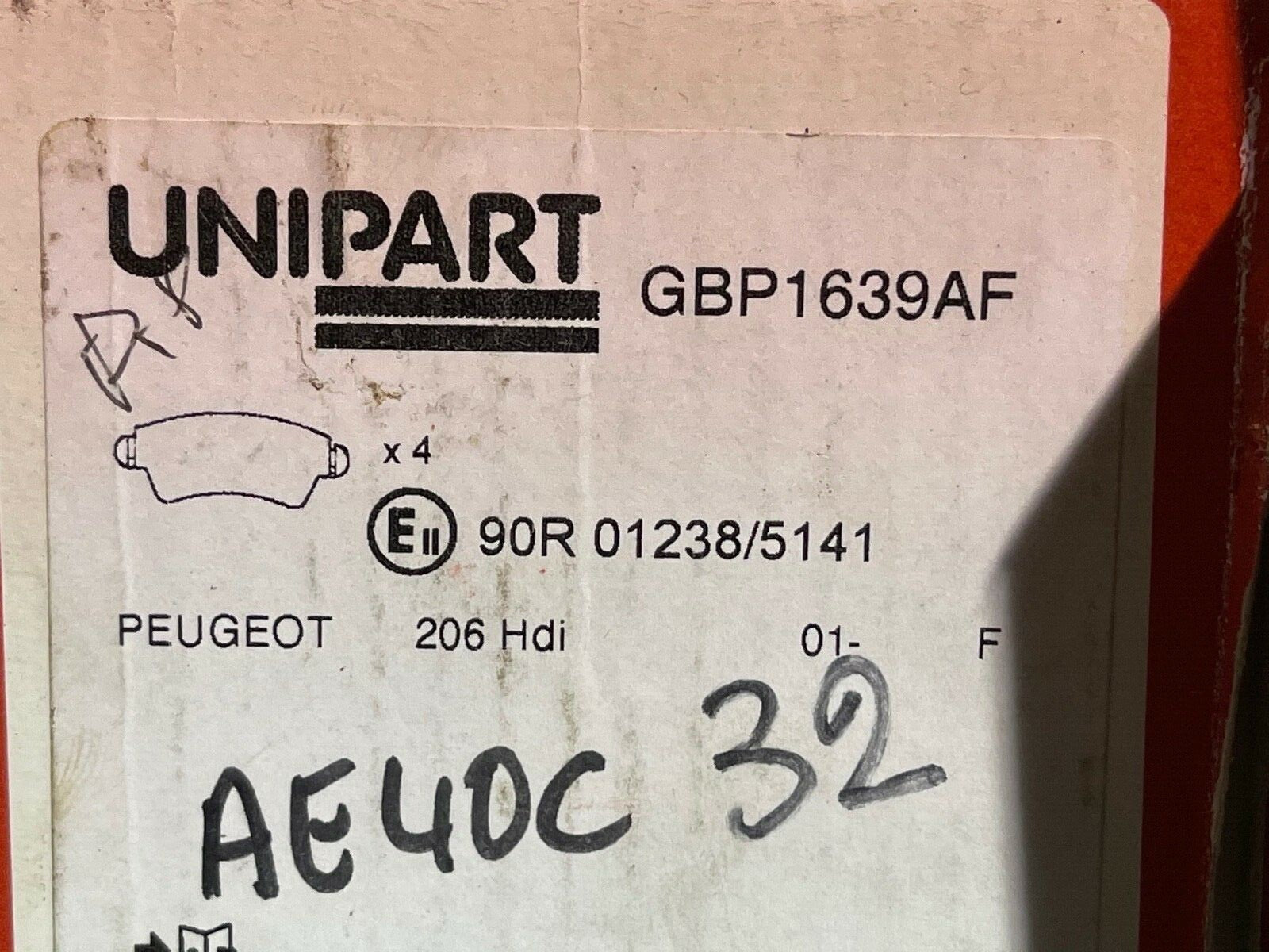 Unipart GBP1639AF 16441 front Brake Pad Set fits Peugeot