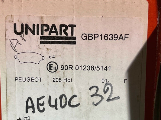 Unipart GBP1639AF 16441 front Brake Pad Set fits Peugeot