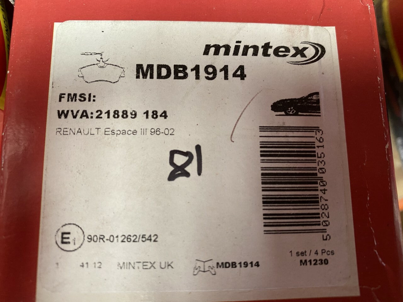 Mintex MDB1914 Front Brake Pad Set fits Renault