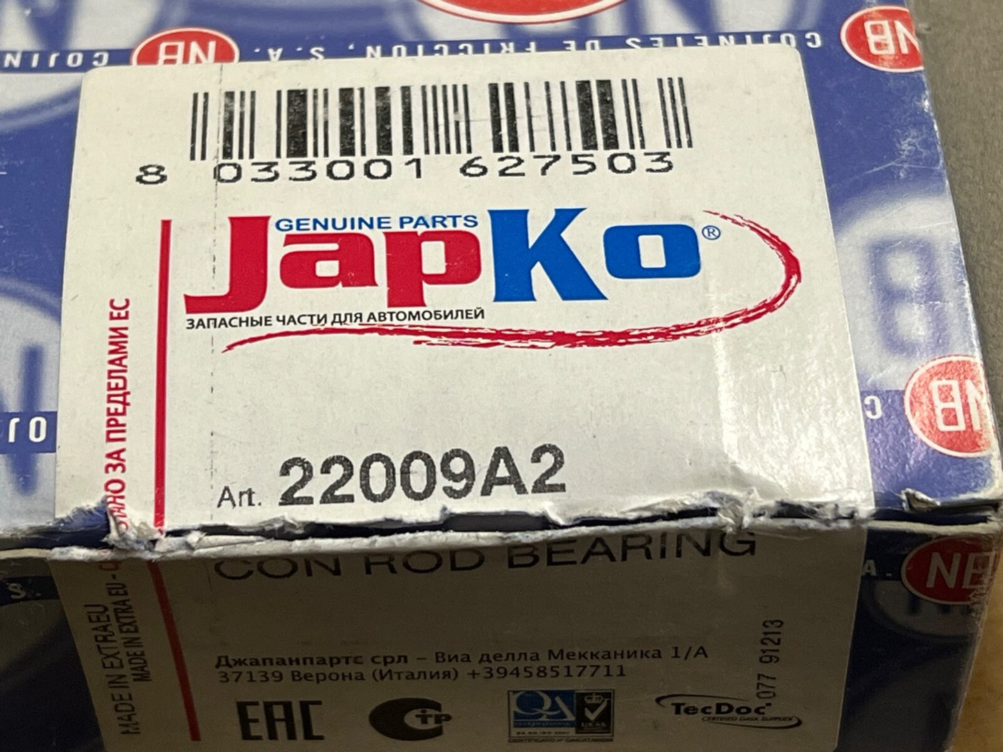 Japko 22009A2 Big End Bearings fits Mazda 626 929 E Series