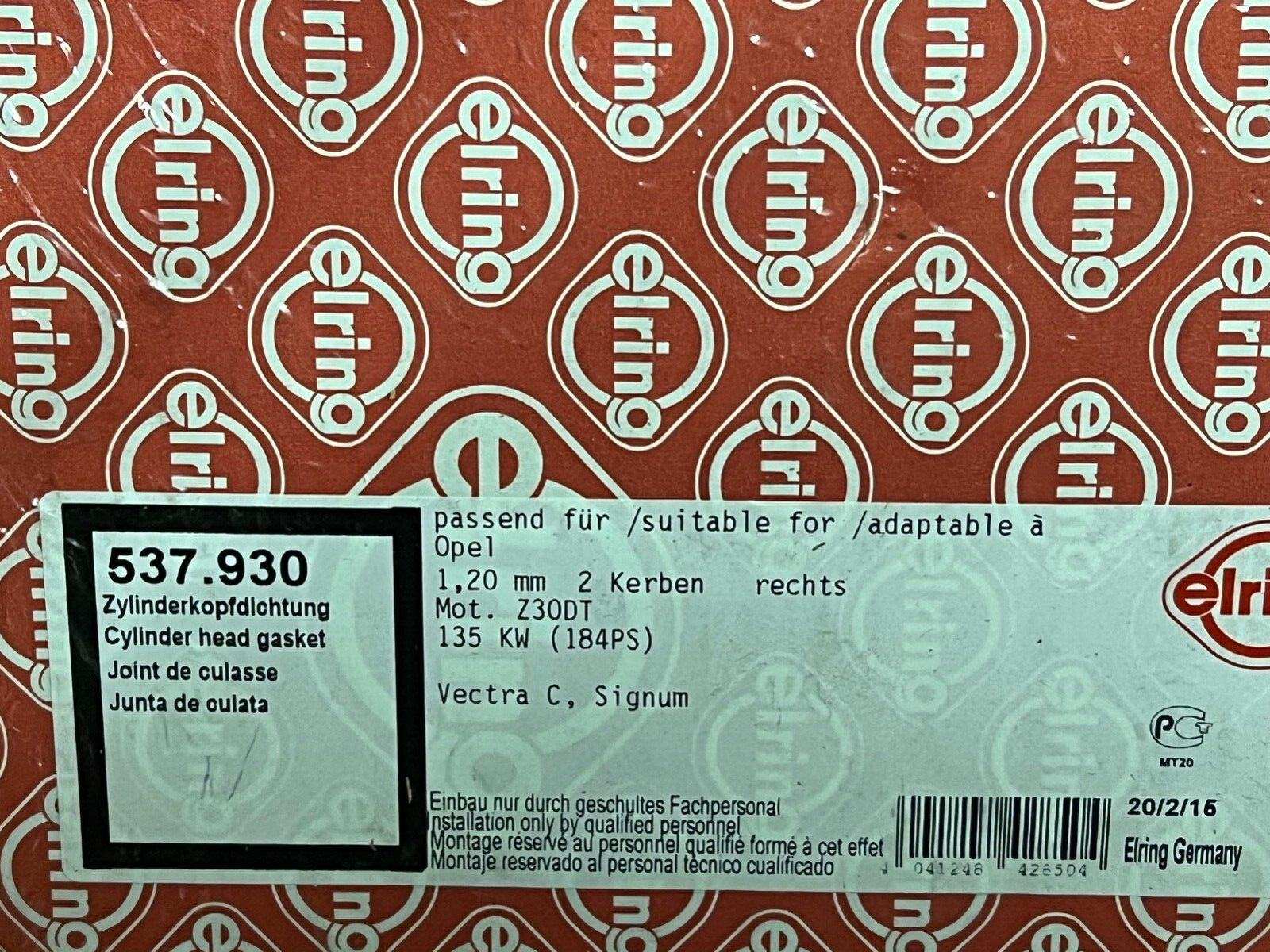 Elring 537.930 Head Gasket fit Vauxhall Vectra C Signum Renault Espace Vel Satis